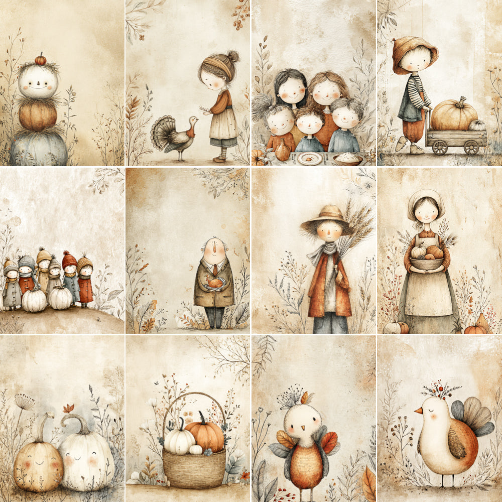 Midjourney V 7 Prompts for DUAL Minimalistic Thanksgiving Blank Pages