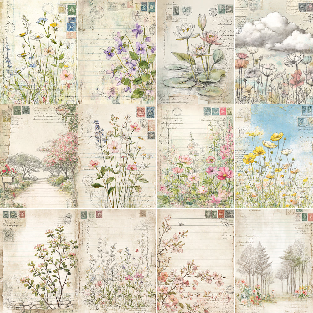 Midjourney V 7 Prompts for Natural Floral Lined Pages