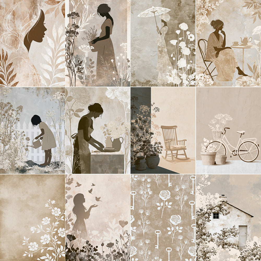 Midjourney V 8.1 Prompts for Minimalist Shabby Chic Garden Pages