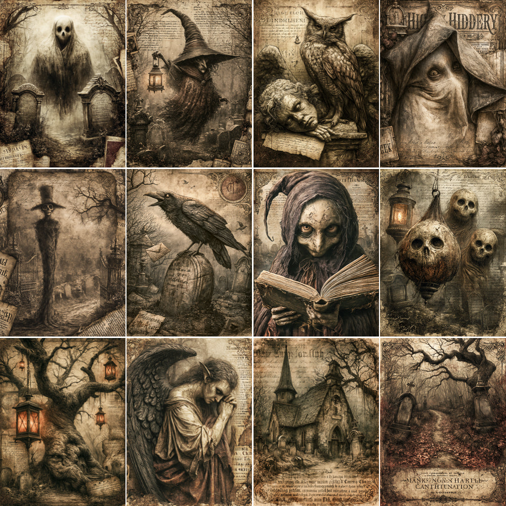 Midjourney V 8.1 Prompts for DUAL Cemetery Tales Digital Pages