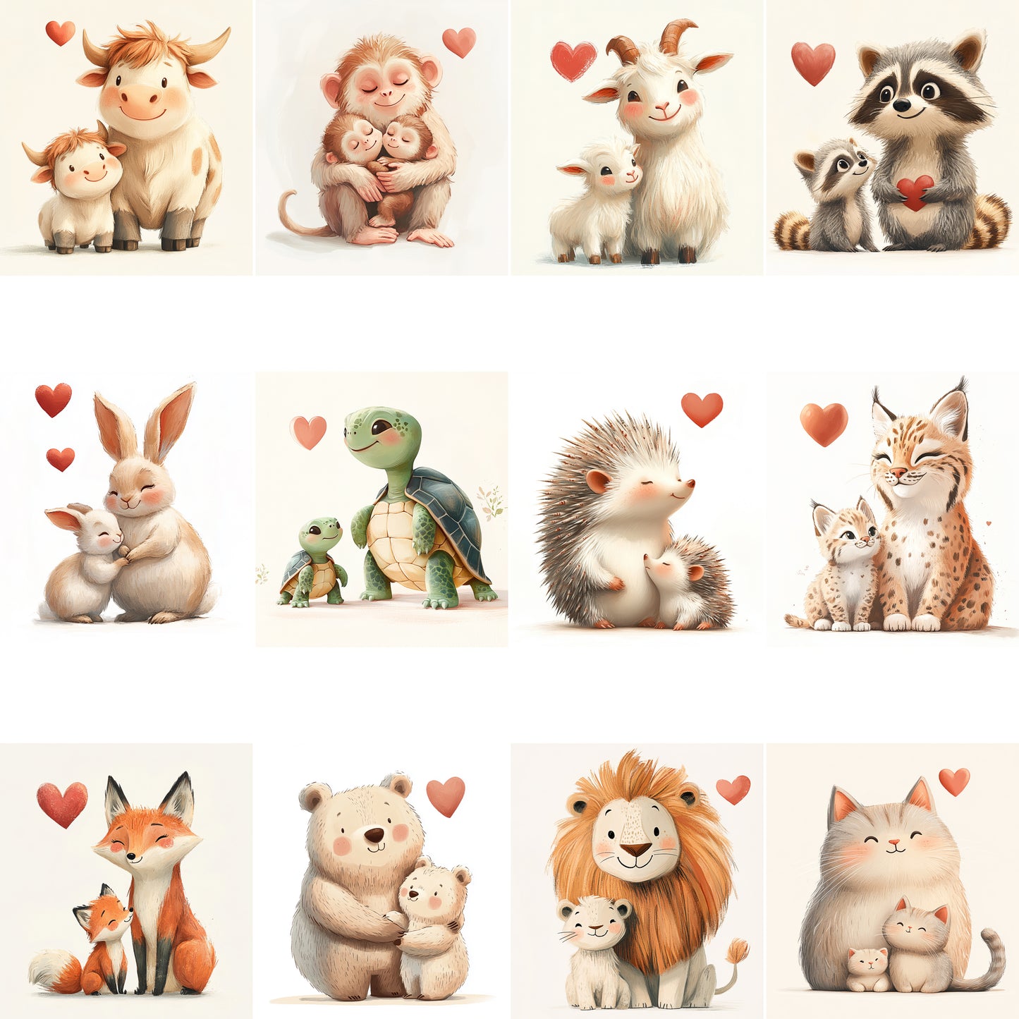 Midjourney Prompts for Cute Mothers Day Animals And Babies Clipart