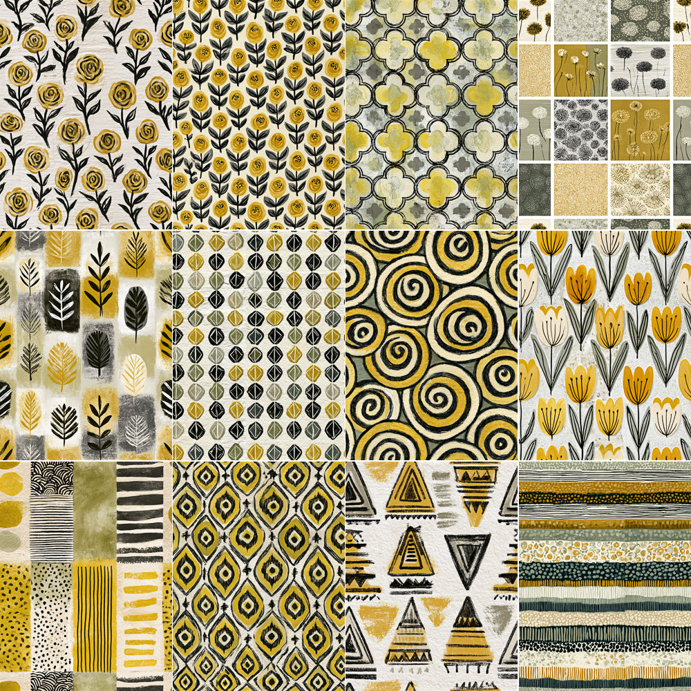Midjourney V 8.1 Prompts for Rustic Warm Golden Yellow Seamless Patterns