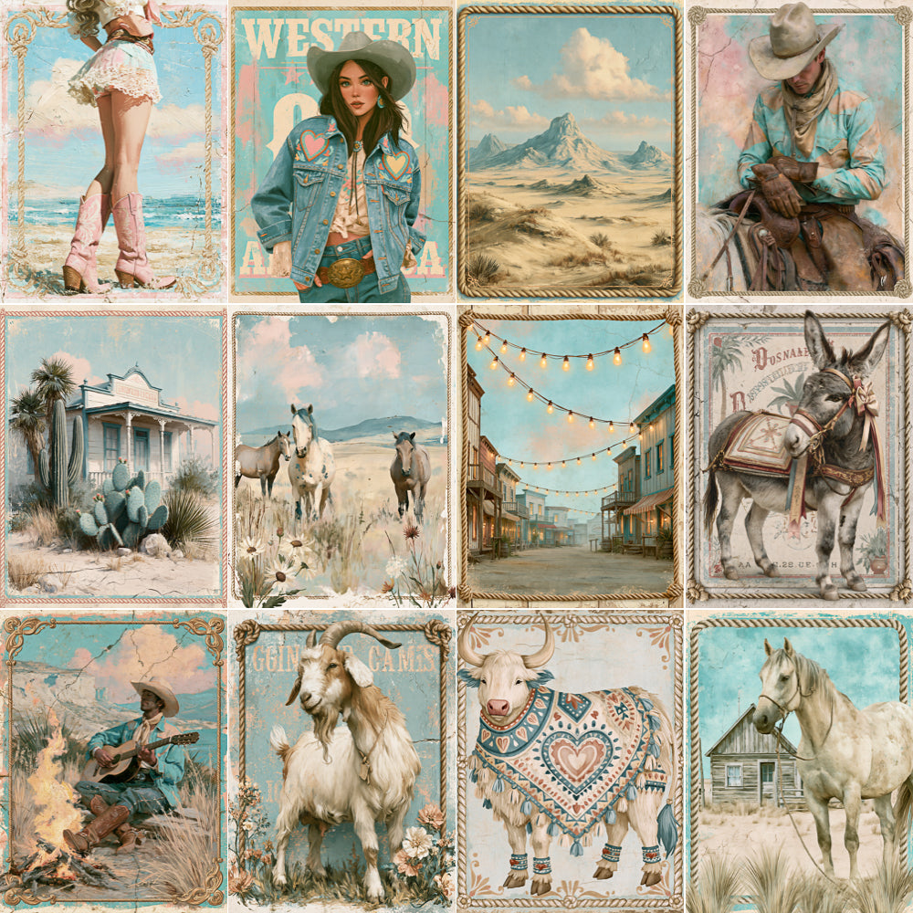 Midjourney V 8.1 Prompts for Cowgirl Coquette Journal Pages