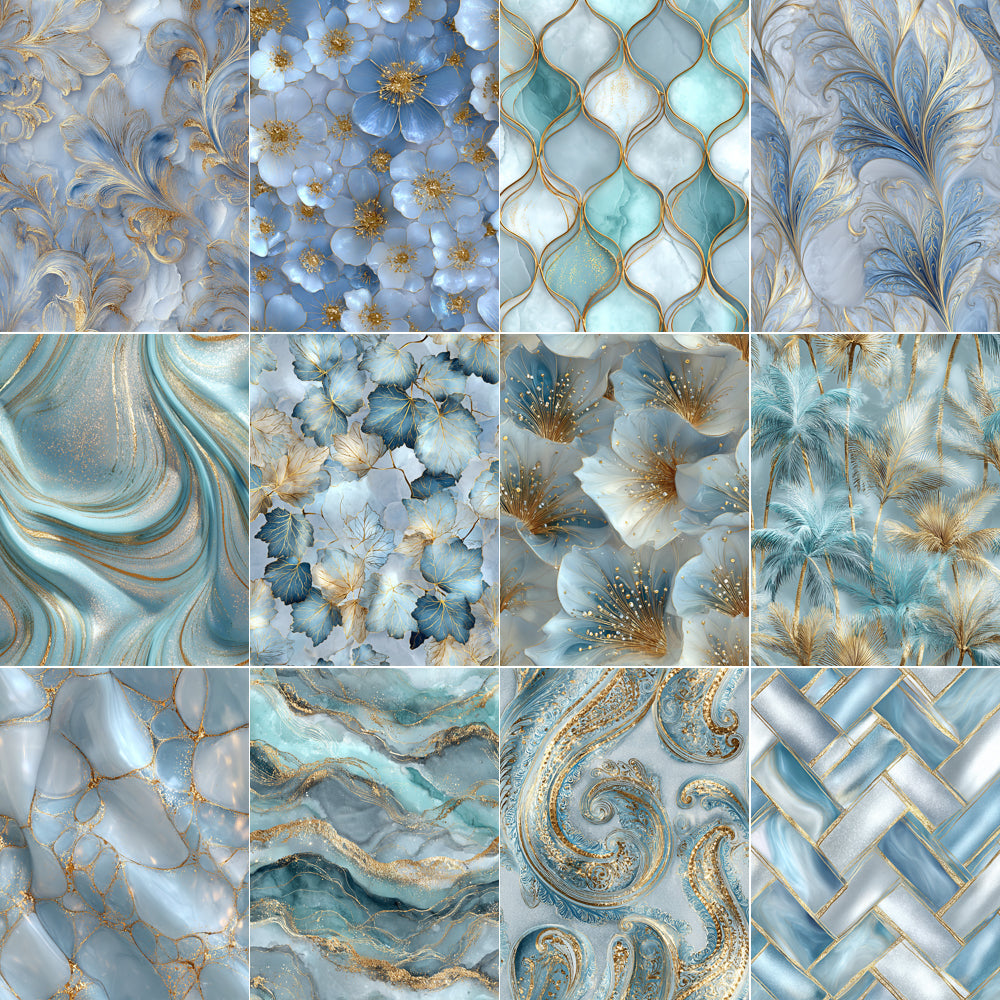 Midjourney V 7 Prompts for Blue Luxury Designs Seamless Patterns