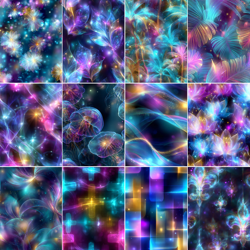 Midjourney V 7 Prompts for Translucent Glow Effect Seamless Patterns