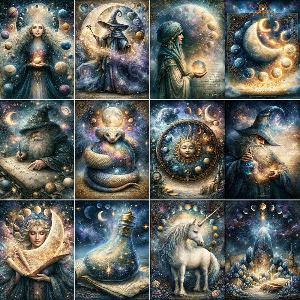 Midjourney V 8.1 Prompts for DUAL Cosmic Junk Journal Pages