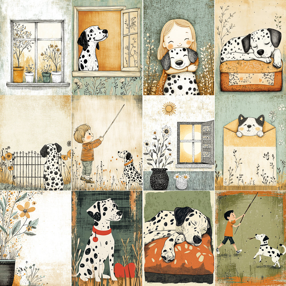 Midjourney V 6.1 Prompts for DUAL Black & White Spotted Puppies