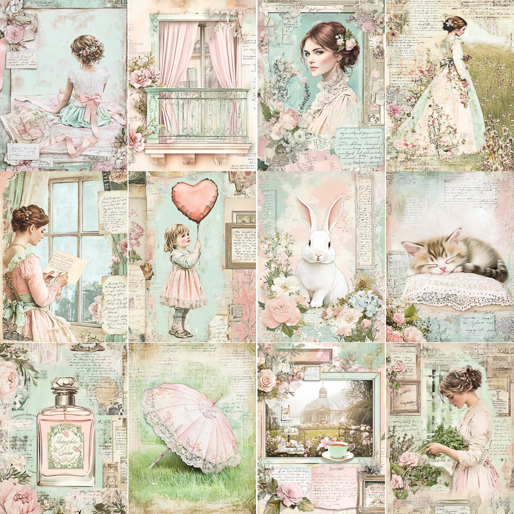 Midjourney V 6.1 Prompts for Shabby Chic Birds Roses Junk Journal