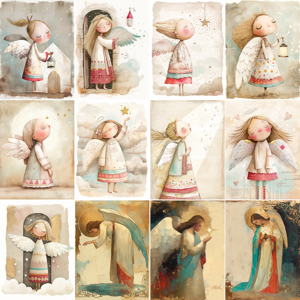 Midjourney NIJI Prompts for DUAL DUAL Christmas Angel Junk Journal Pages