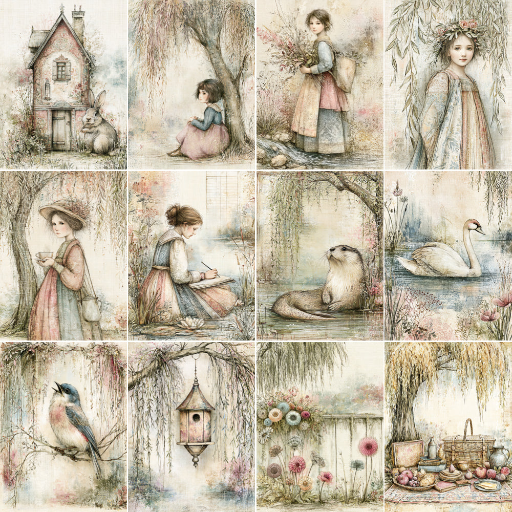 Midjourney V 8.1 Prompts for DUAL Whispering Willow Journal Kit