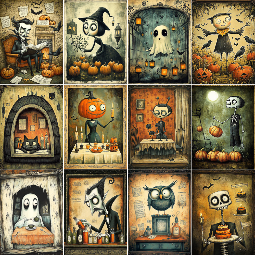 Midjourney V 6.1 Prompts for DUAL Funny Halloween Caricatures