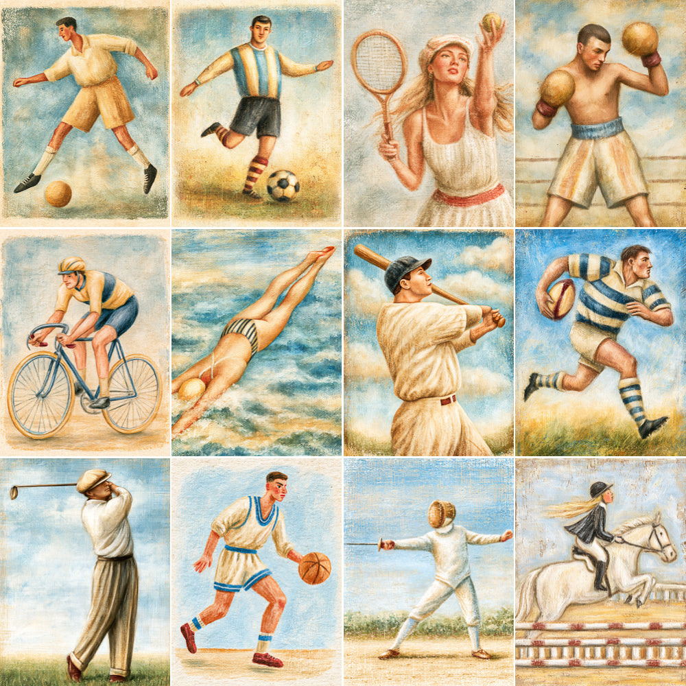 Midjourney V 8.2 Prompts for DUAL Vintage Sports Pages