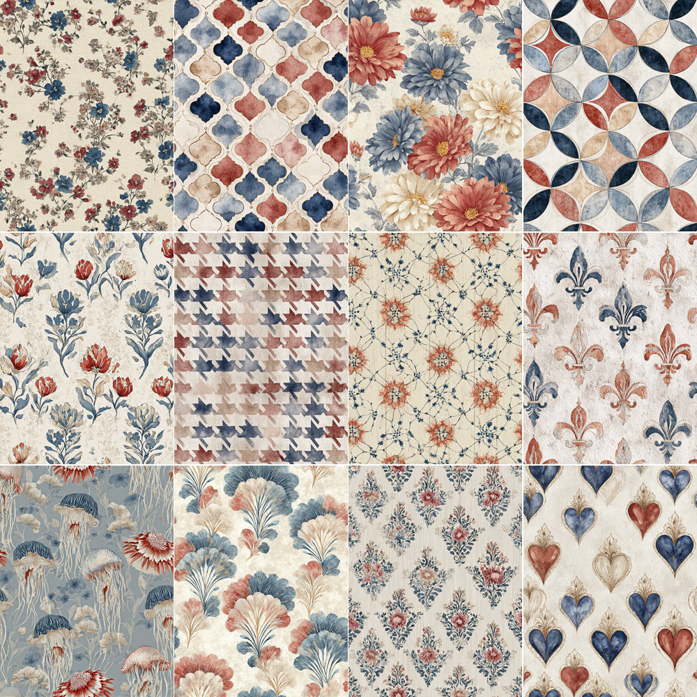 Midjourney V 7 Prompts for European Textile Seamless Patterns