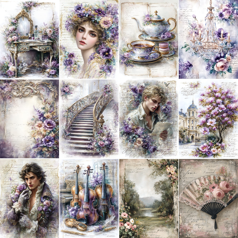 Collage of vintage-style images featuring people, flowers, and decorative elements.