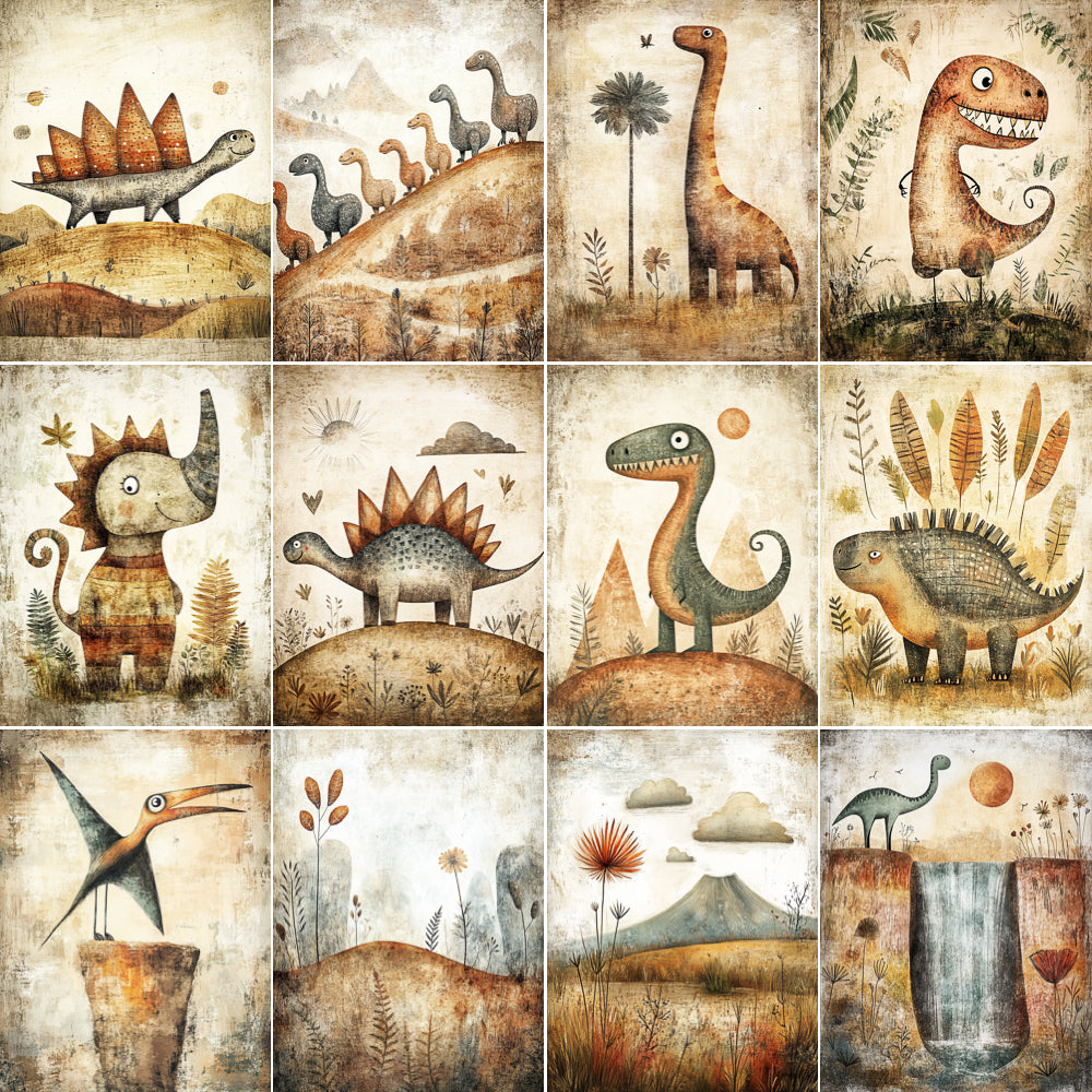 Midjourney V 6.1 Prompts for DUAL Dino Prehistoric World Journal Pages