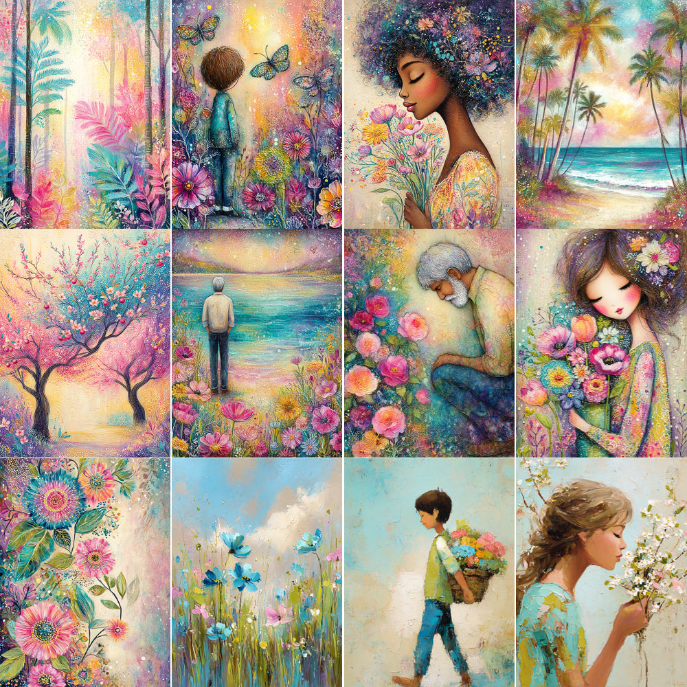 Midjourney V 7 Prompts for DUAL Spring Floral Pastel Collection