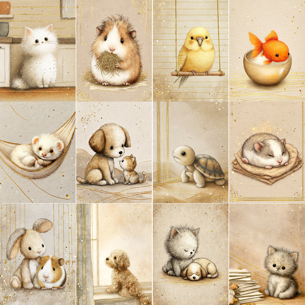 Midjourney V 7 Prompts for Pet Life Junk Journal Pages