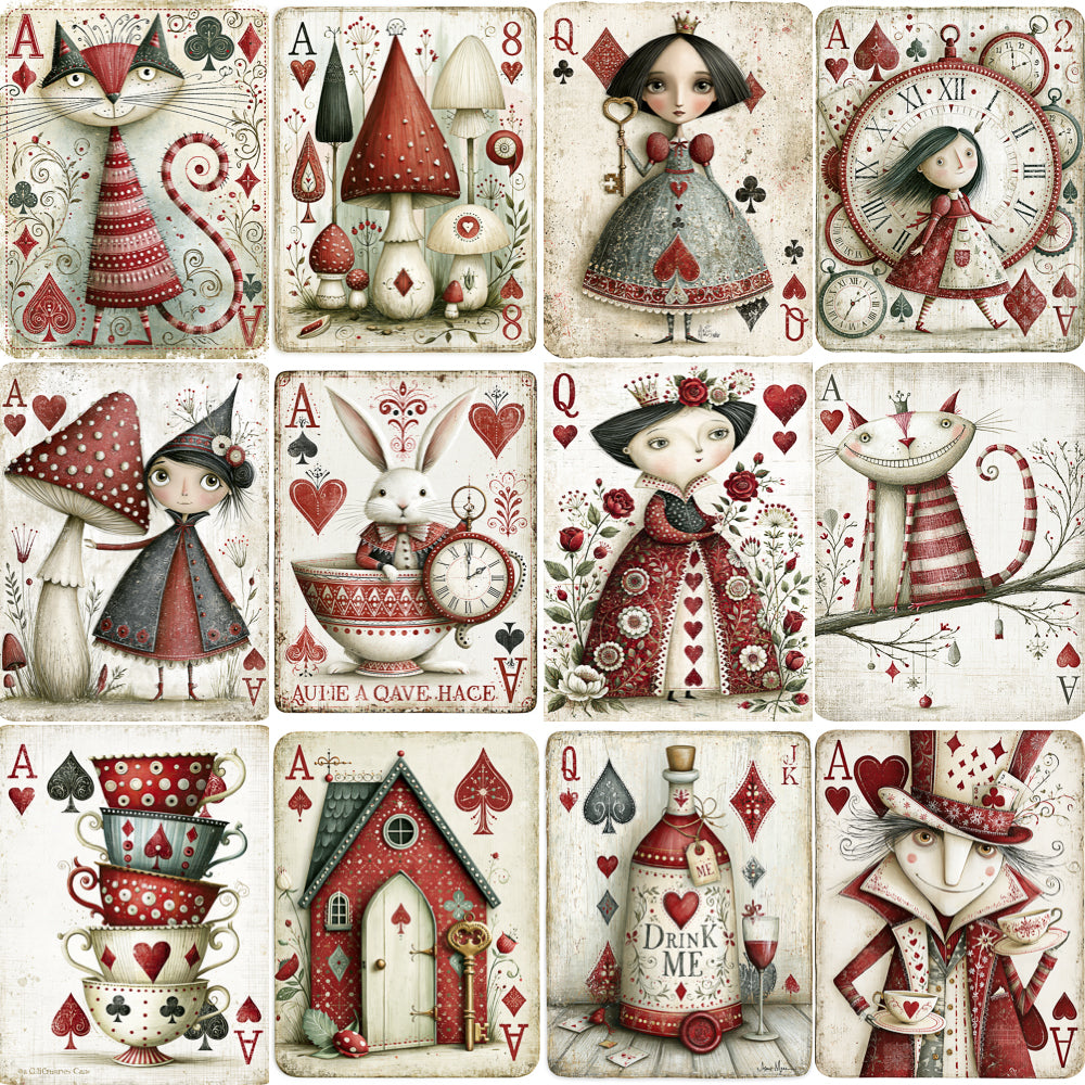 Midjourney V 8.1 Prompts for DUAL Alice in Wonderland Poker Pages