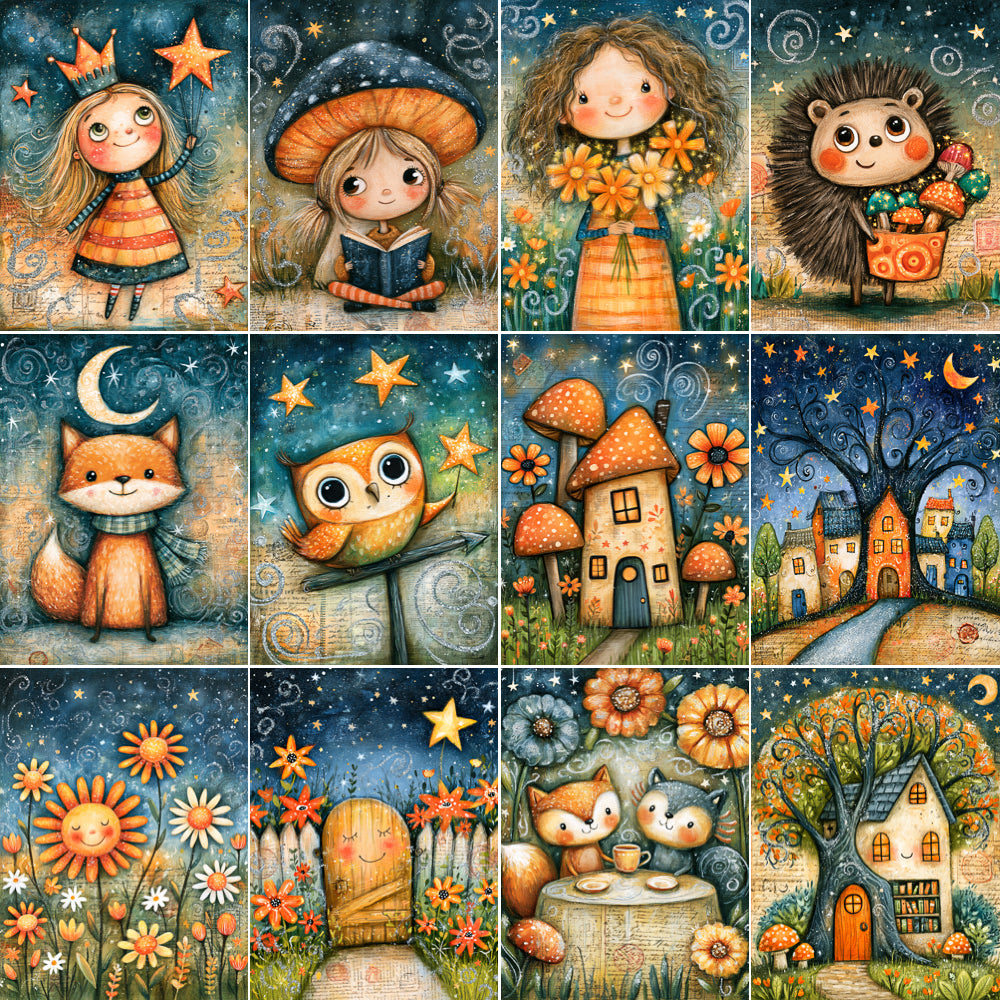 Midjourney V 8.2 Prompts for DUAL Whimsical Realm Printable Pages