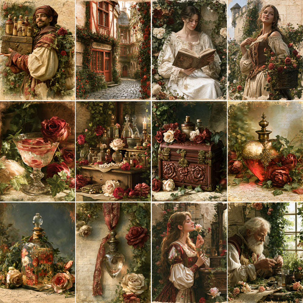 Midjourney V 8.2 Prompts for Medieval Fragrance Workshop Printable Pages