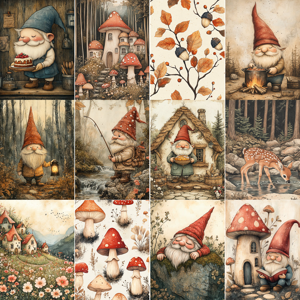 Midjourney V 6.1 Prompts for Gnome Life Junk Journal Pages