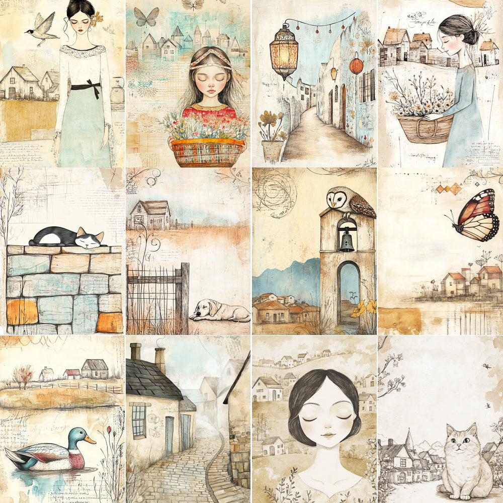 Midjourney V 6.1 Prompts for DUAL Whispered Villages Quiet Papers