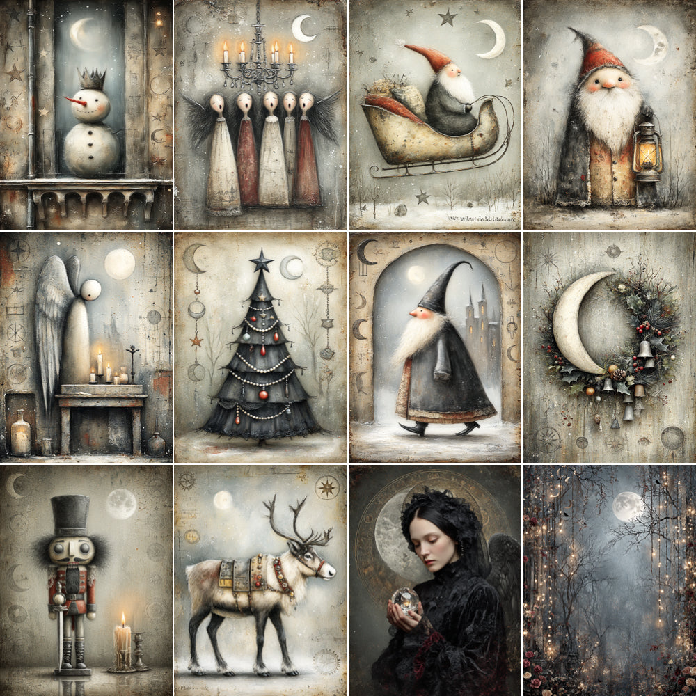 Midjourney V 7 Prompts for DUAL Gothic Christmas Junk Journals