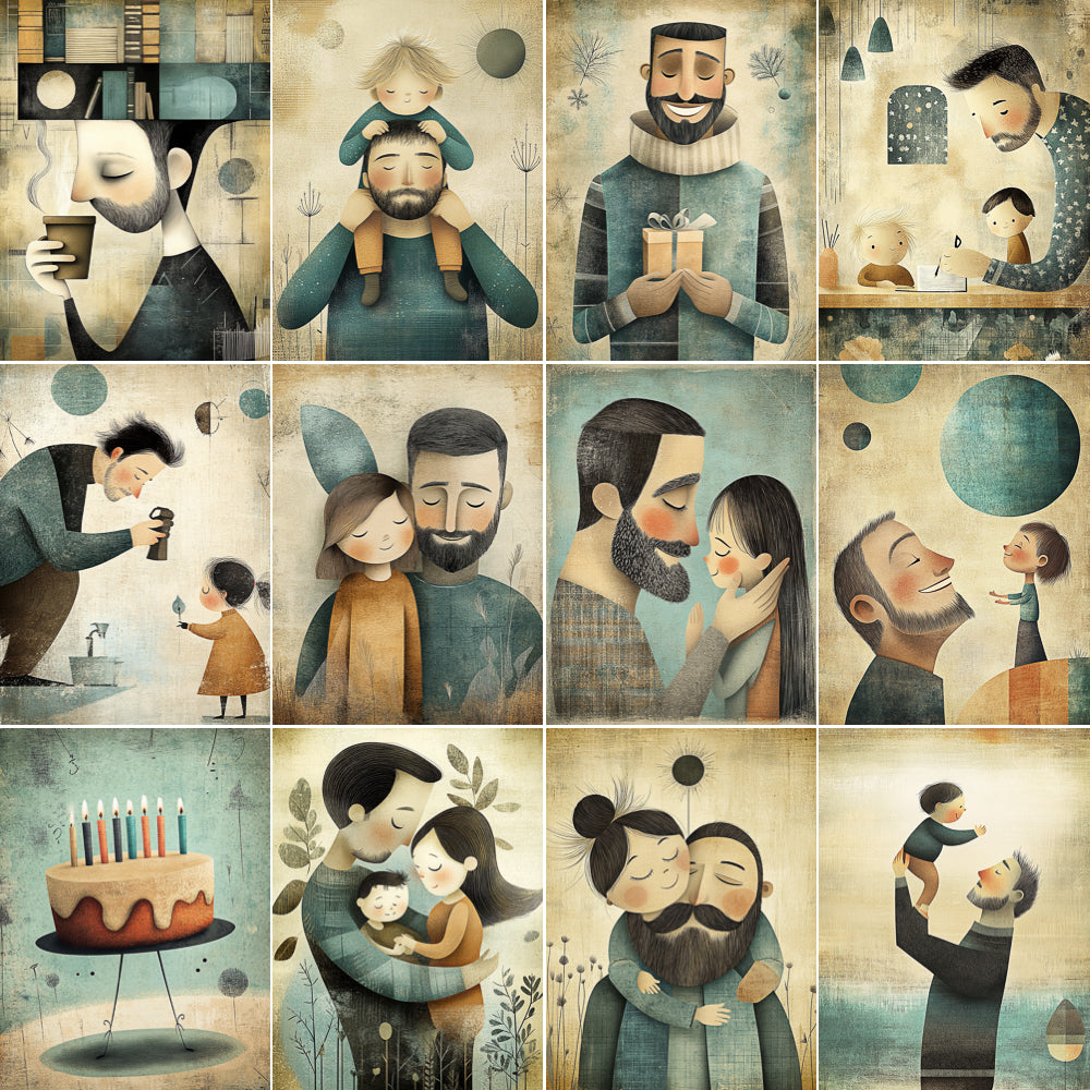 Midjourney V 6.1 Prompts for DUAL Happy Fathers Day Cards