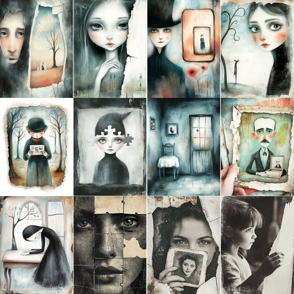 Midjourney V 6.1 Prompts for DUAL Vintage Torn Portrait Memories