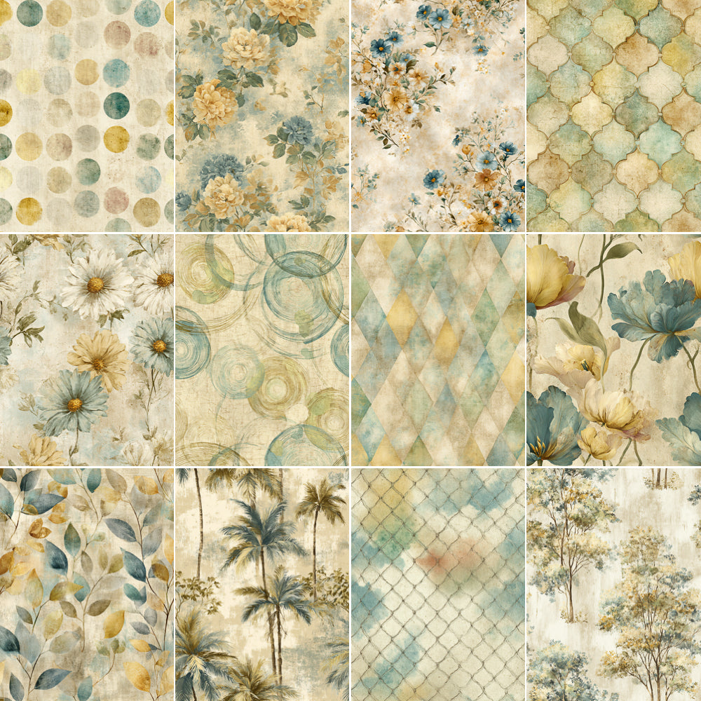 Midjourney V 7 Prompts for Vintage and Shabby Seamless Patterns