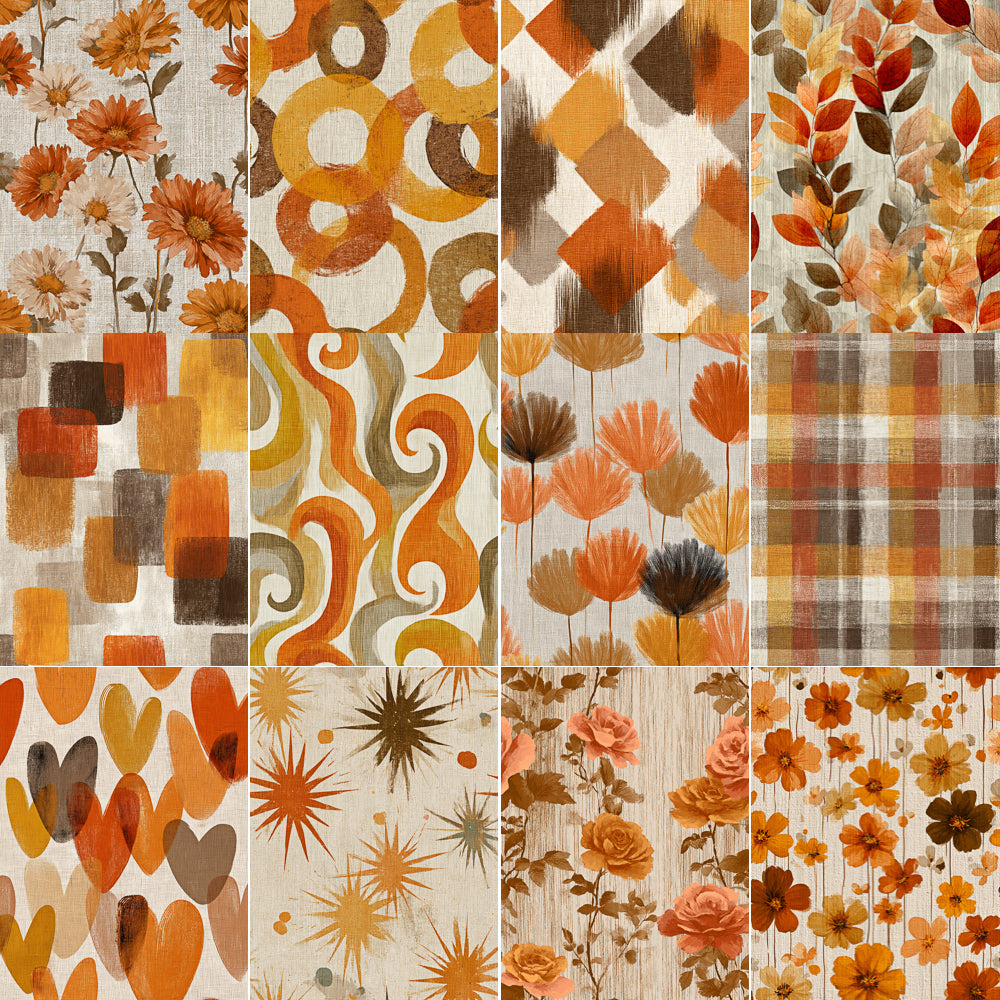 Midjourney V 7 Prompts for Warm 70s Seamless Fall Patterns
