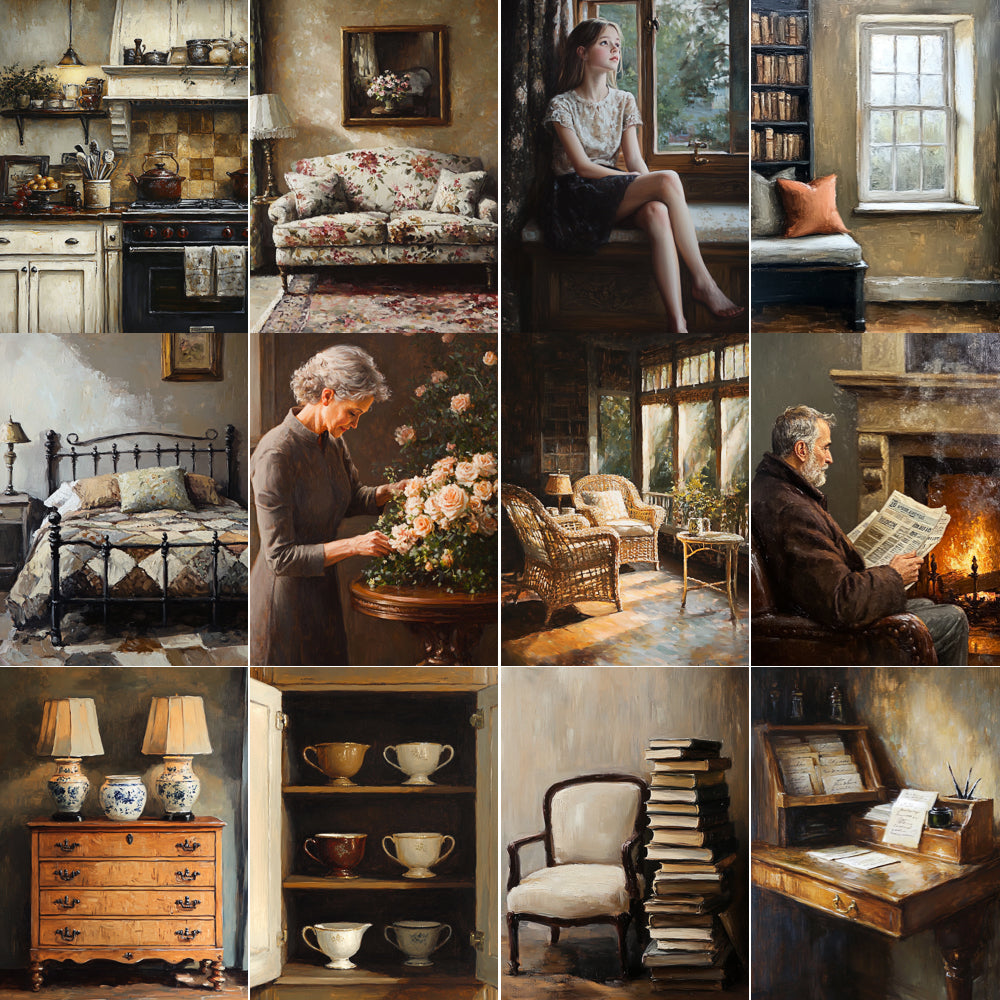 Midjourney V 6.1 Prompts for English Country Cottage Interiors Pages