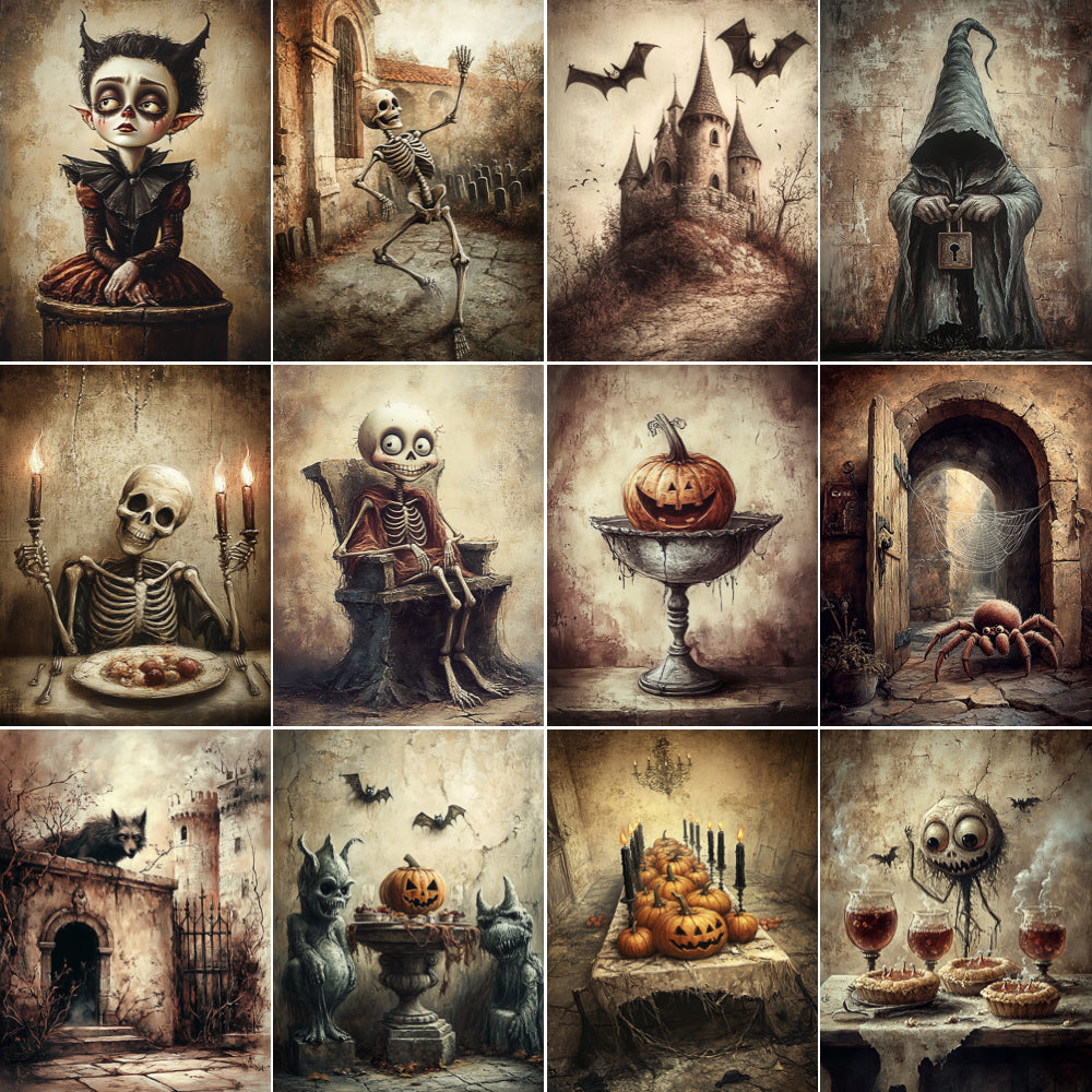 Midjourney V 6.1 Prompts for DUAL Horror Castle Digital Pages