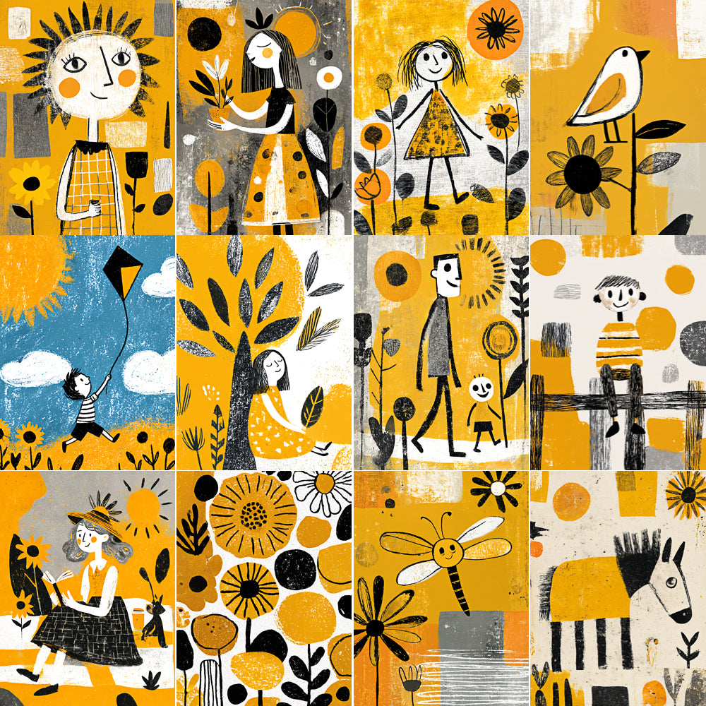 Midjourney V 7 Prompts for Yellow Summer Junk Journal Pages