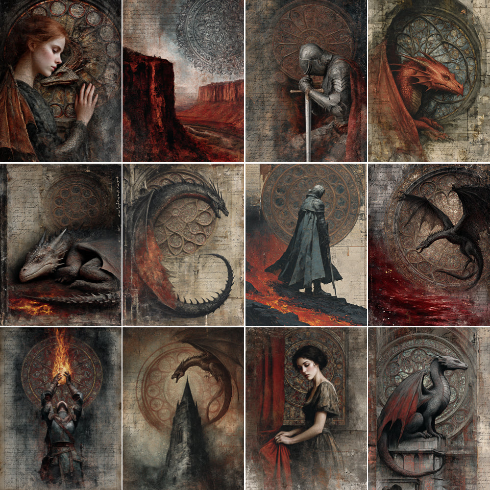 Midjourney V 7 Prompts for Dragon of Red Blood Junk Journals