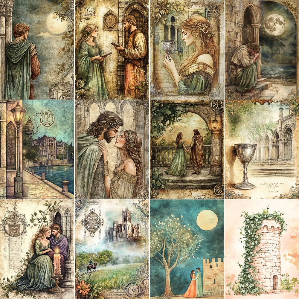 Midjourney V 6.1 Prompts for DUAL Tristan and Isolde Junk Journal