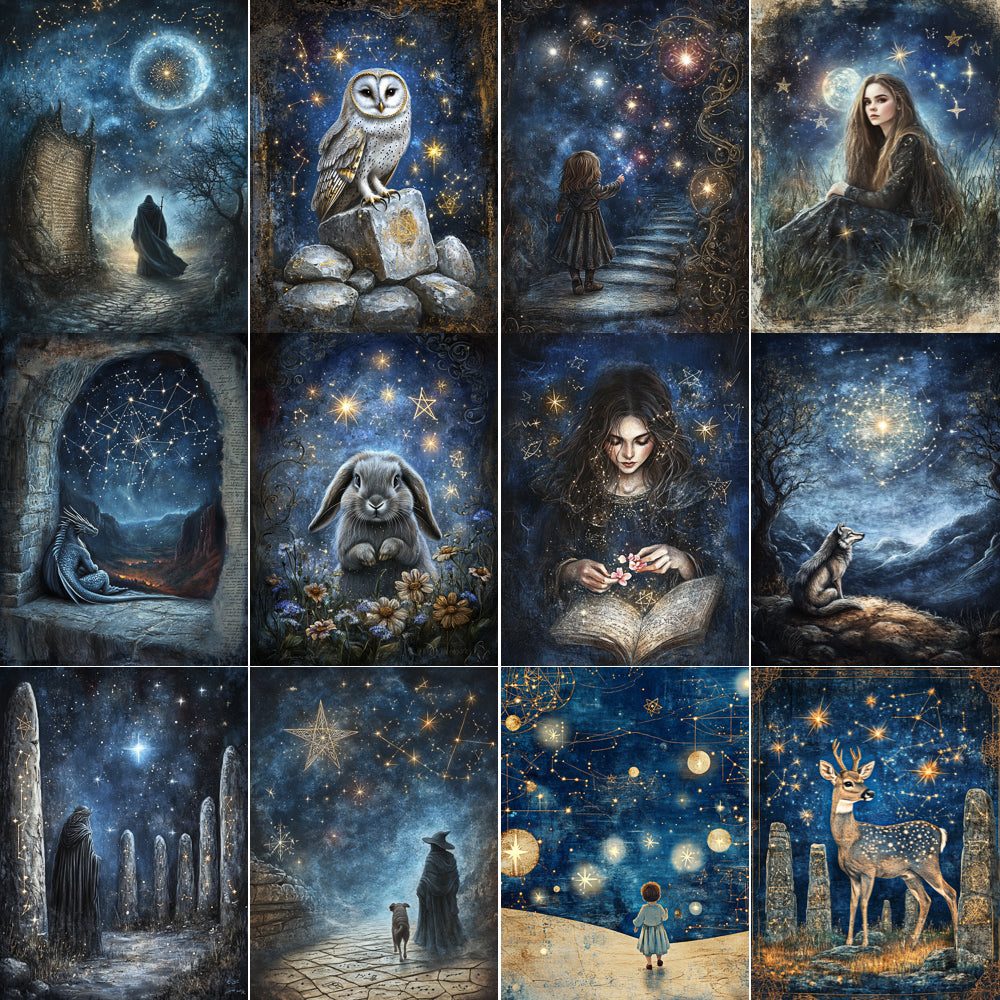 Midjourney V 6.1 Prompts for DUAL Mystic Blue Valley Junk Journal Kit