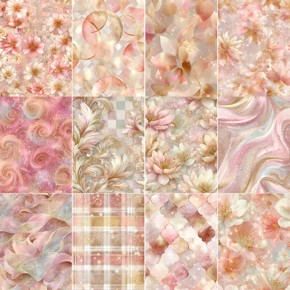 Midjourney V 7 Prompts for Soft Pink and Gold Seamless Pastel Patterns