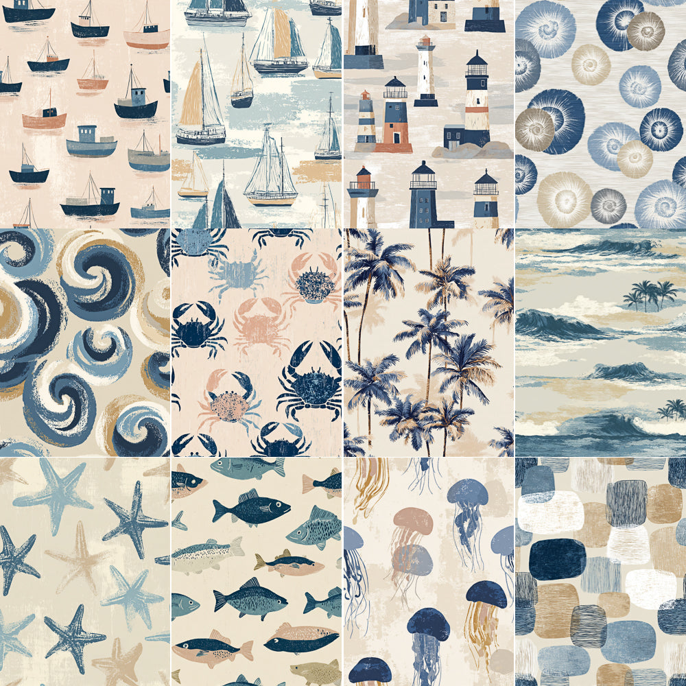 Midjourney V 7 Prompts for Coastal Beach Theme Patterns