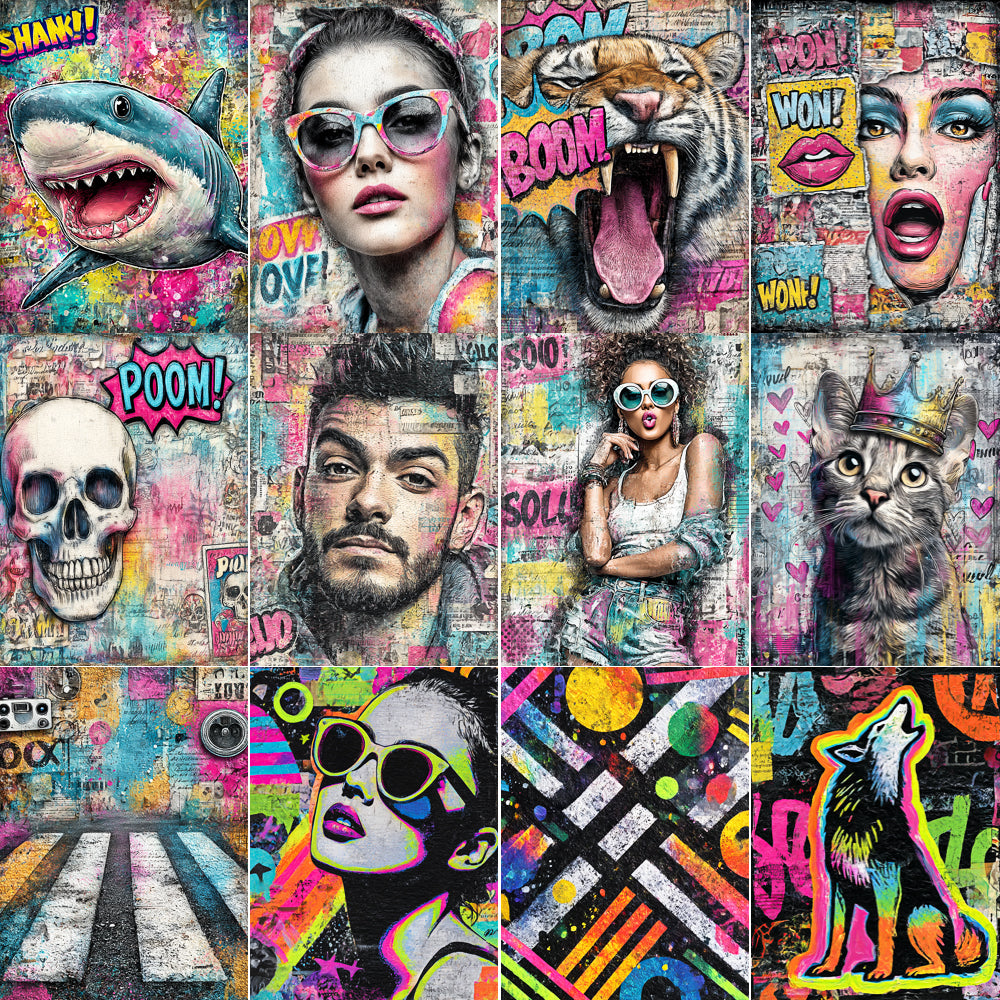 Midjourney V 7 Prompts for DUAL Graffiti Pop Art Junk Journal