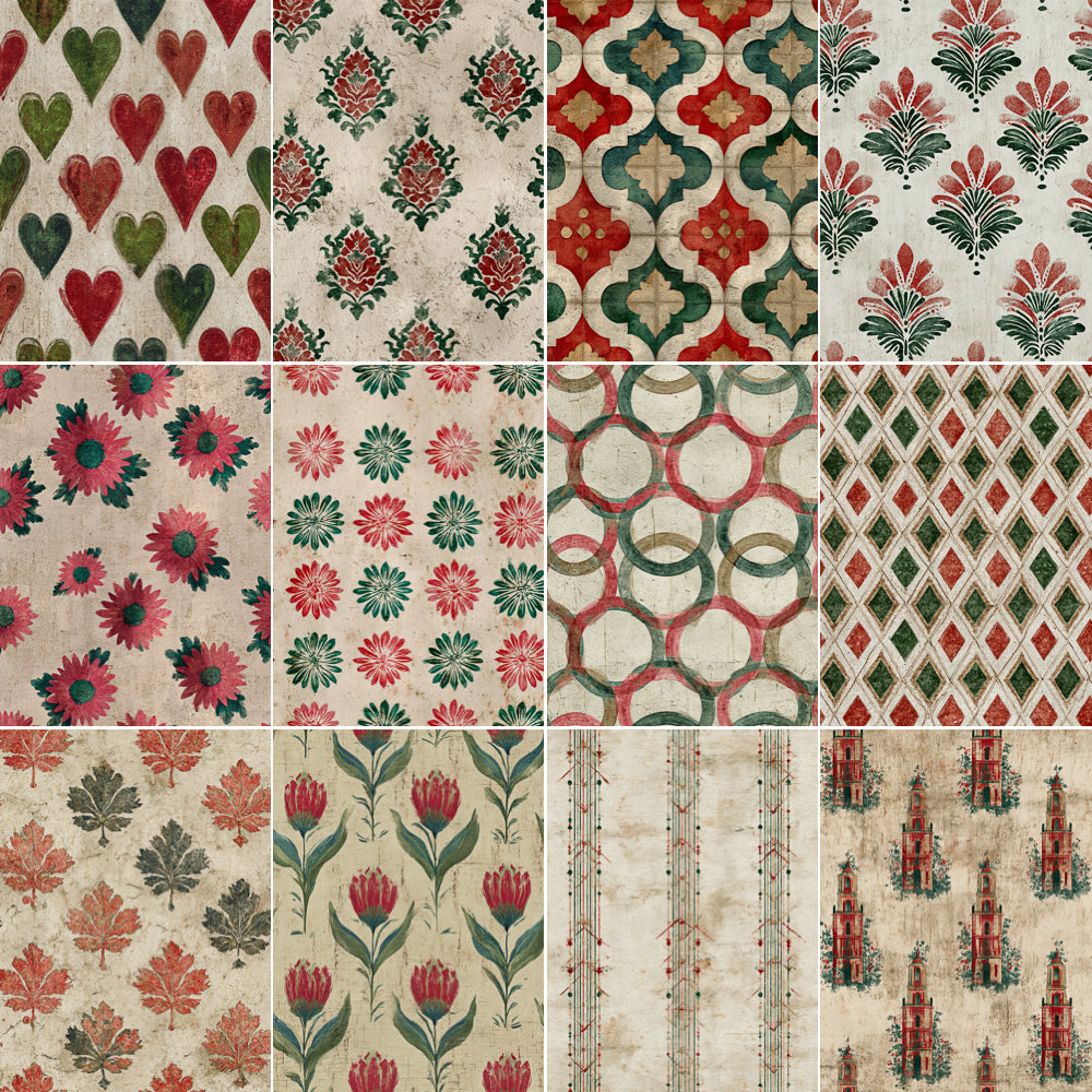 Midjourney V 7 Prompts for Distressed Christmas Ephemera Patterns