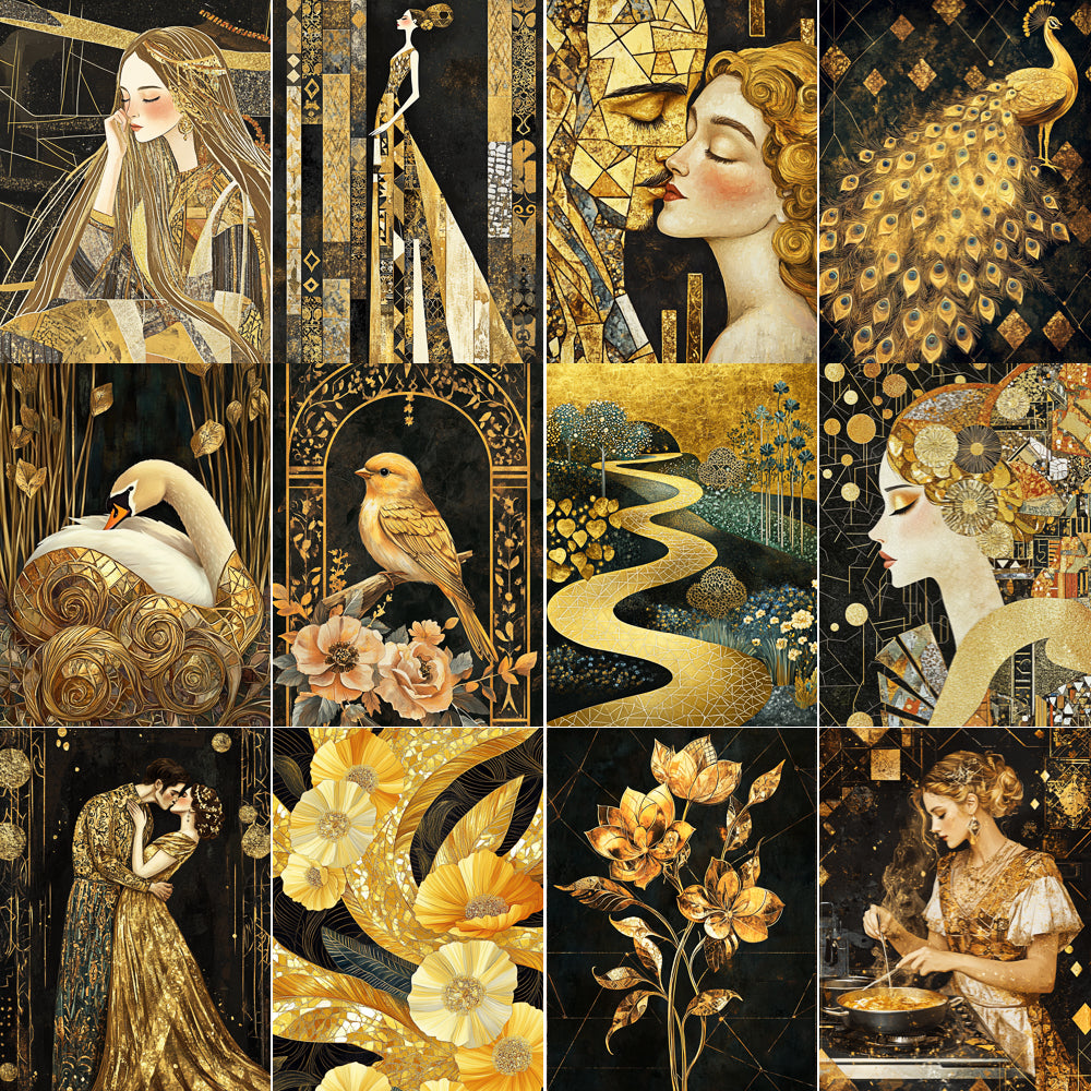 Midjourney V 6.1 Prompts for Golden Art Nouveau Junk Journal