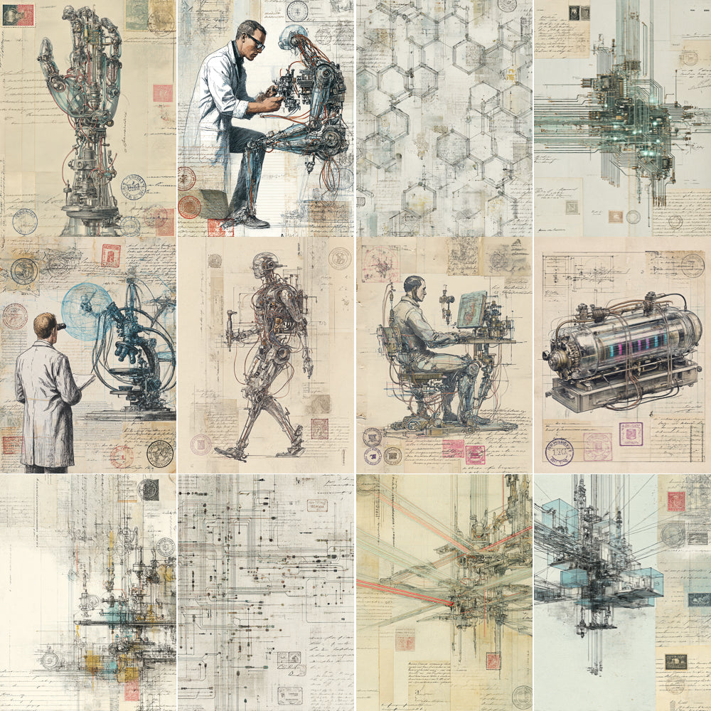Midjourney V 7 Prompts for Futuristic Technical Junk Journal Pages