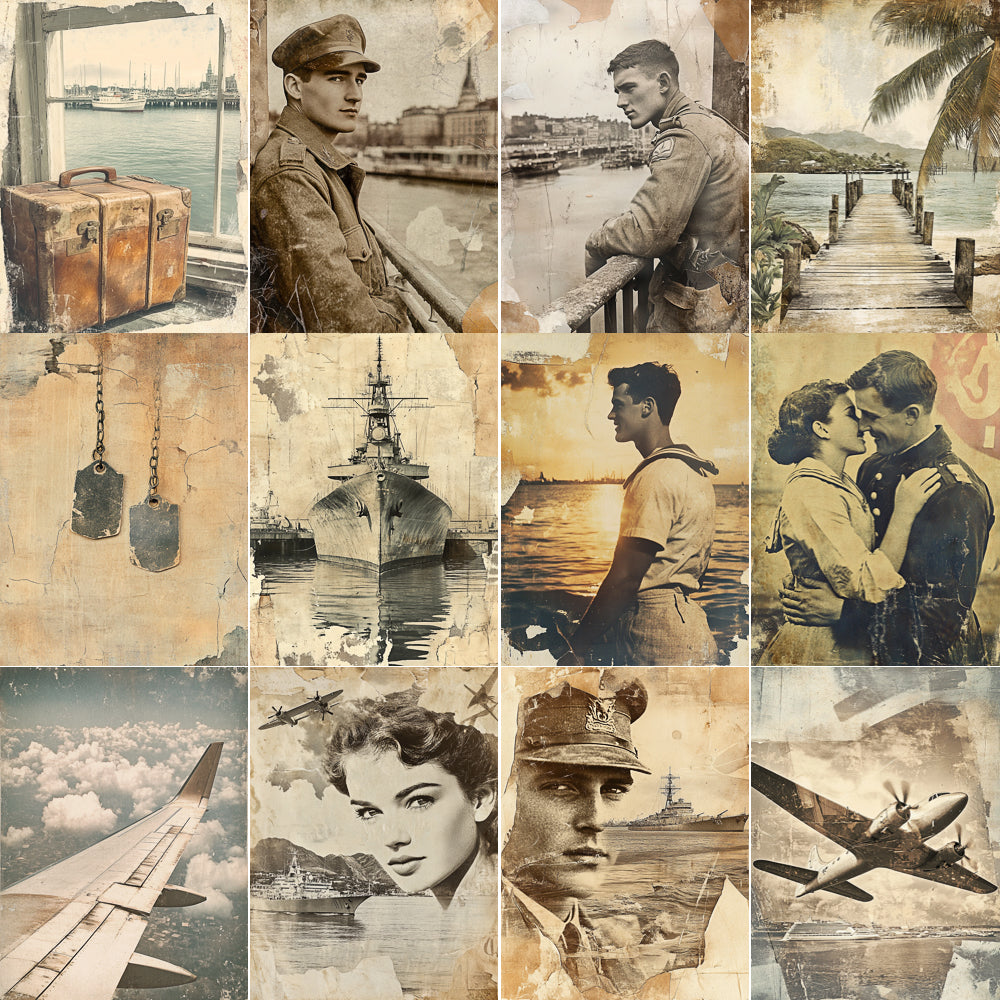 Midjourney V 6.1 Prompts for Pearl Harbor Junk Journal Pages Kit