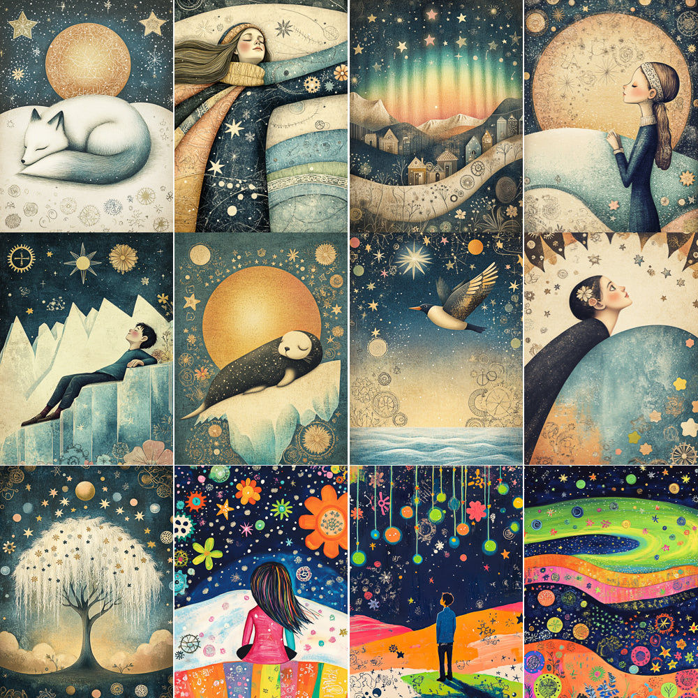 Midjourney V 6.1 Prompts for DUAL Mystic Polar Dreamscapes Illustrations