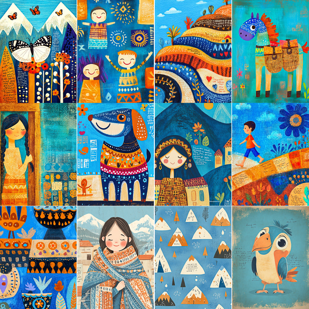 Midjourney V 6.1 Prompts for DUAL Himalaya Folk Junk Journal Collection