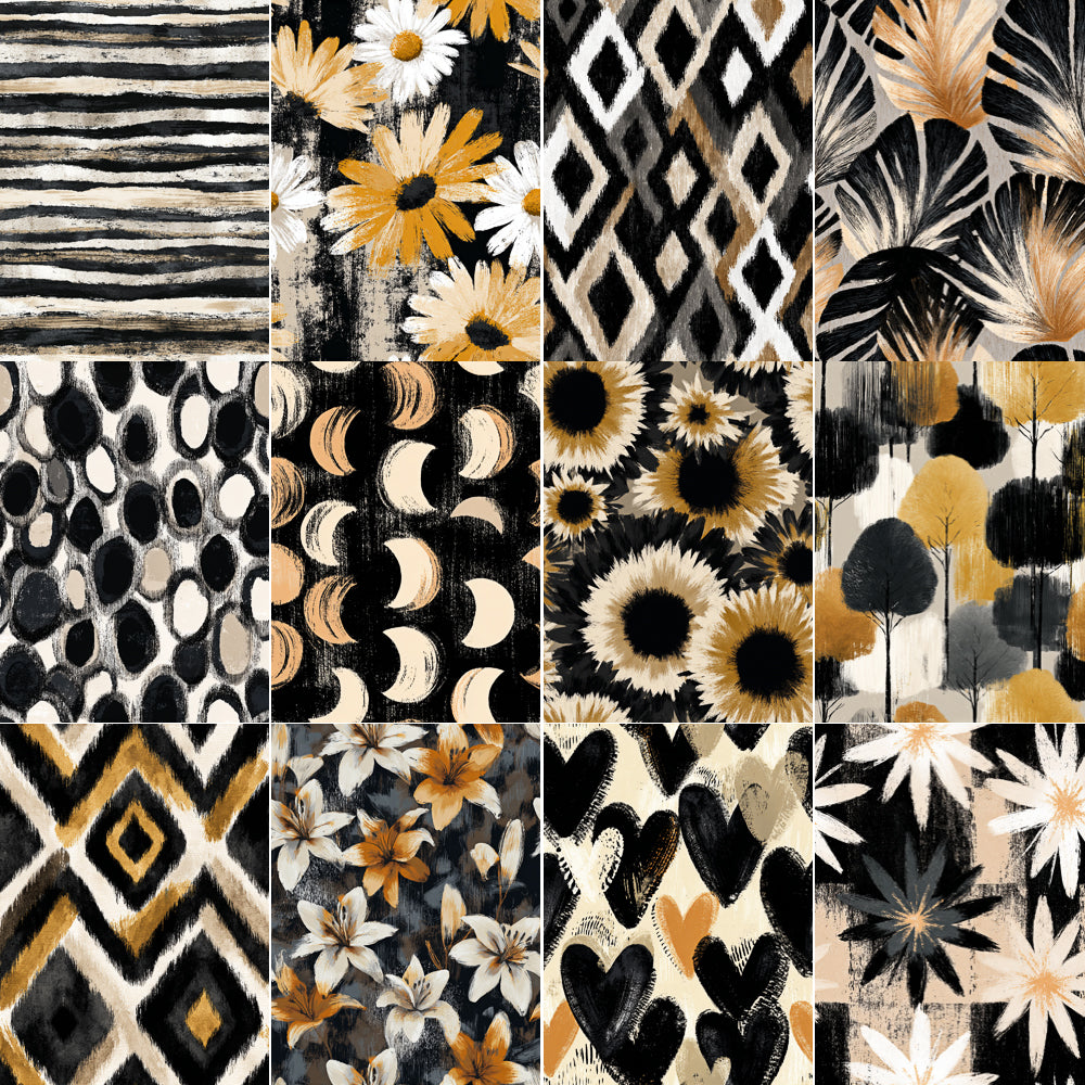 Midjourney V 7 Prompts for Black Charcoal Modern Seamless Patterns