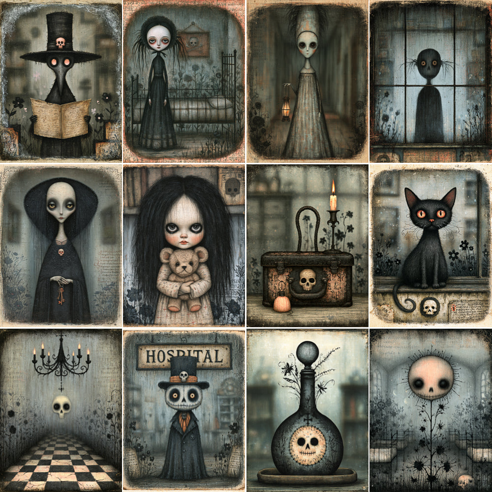 Midjourney V 8.2 Prompts for DUAL Gothic for Halloween Nurses