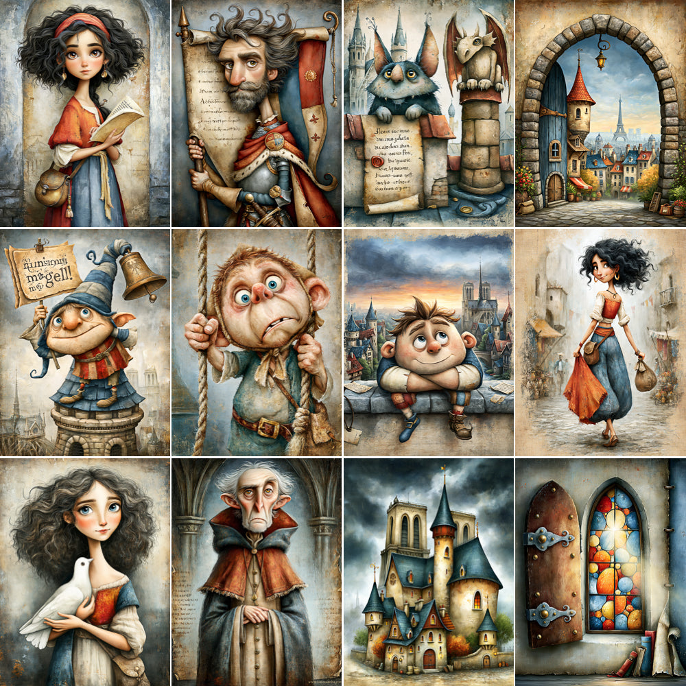 Midjourney V 8.1 Prompts for DUAL The Hunchback Victor Hugo Inspired