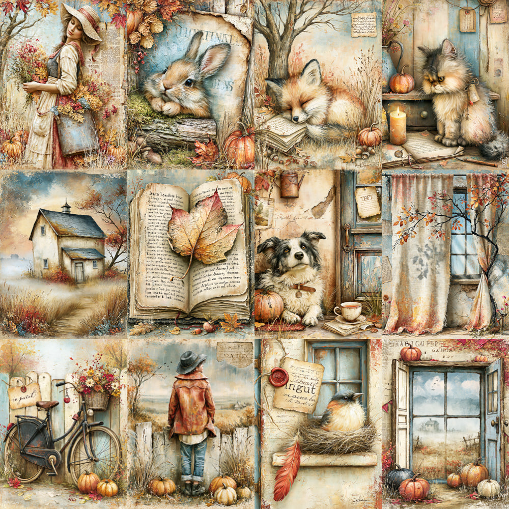 Midjourney V 8.1 Prompts for DUAL Shabby Autumn Collage Junk Pages